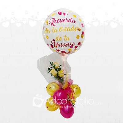 Globo Burbuja Personalizado con Flores a Domicilio en Cali