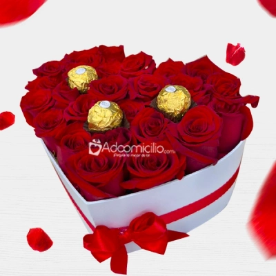 Corazón De Rosas Y Chocolates Para El Día De Amor Y Amistad A Domicilio En Cali 