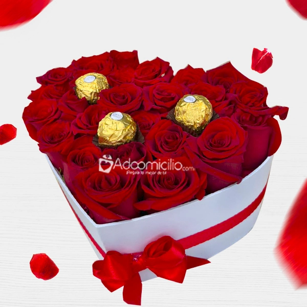 Corazón De Rosas Y Chocolates Para El Día De Amor Y Amistad A Domicilio En Cali 