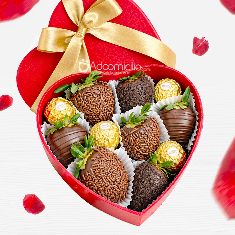 Corazón De Fresas Con Chocolate Para Amor Y Amistad A Domicilio En Medellín Pedido Con Un Día De Anticipación