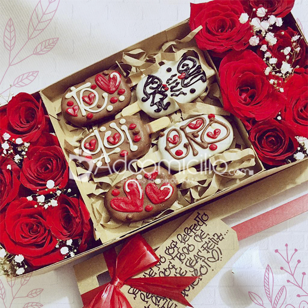 Paletas de Chocolate y Flores Día de la Mujer a Domicilio en Cali Pedido Con Un Día De Anticipación