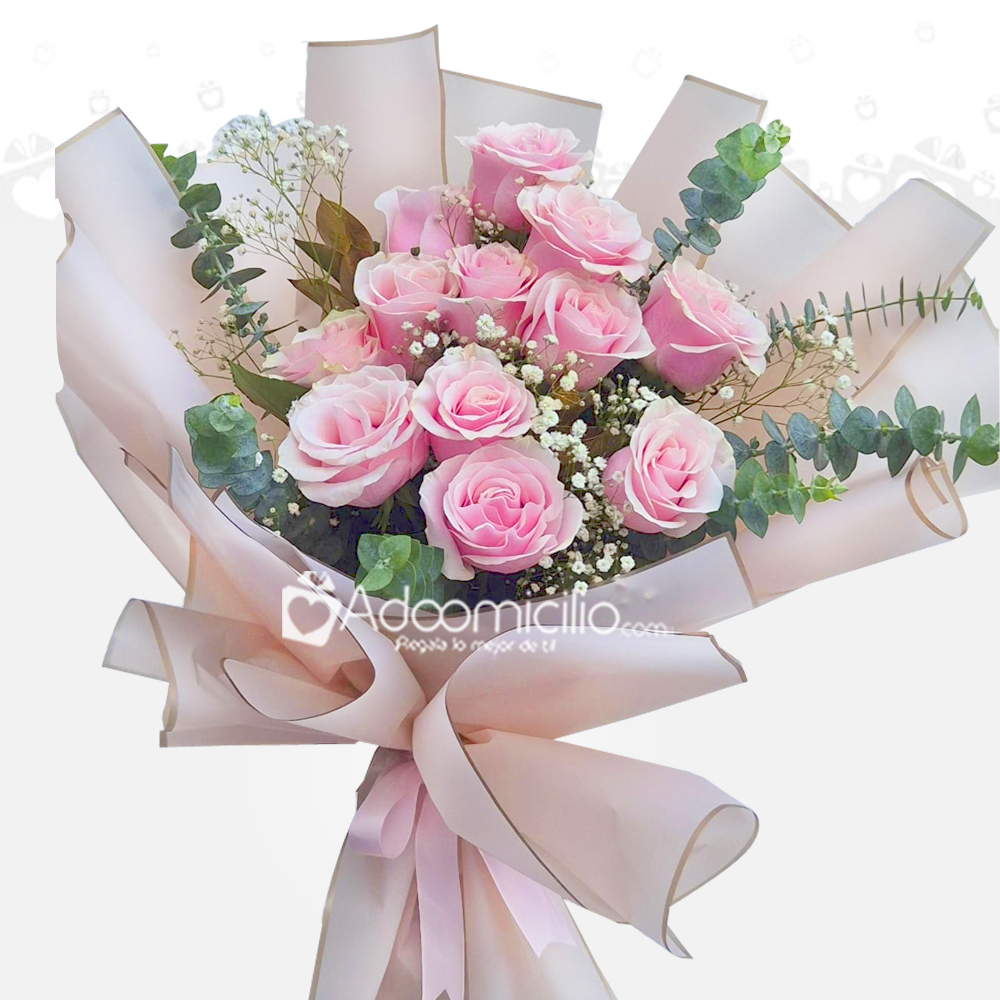 Bouquet De Rosas Rosadas A Domicilio En Bogotá Pedido Con Un Día De Anticipación 