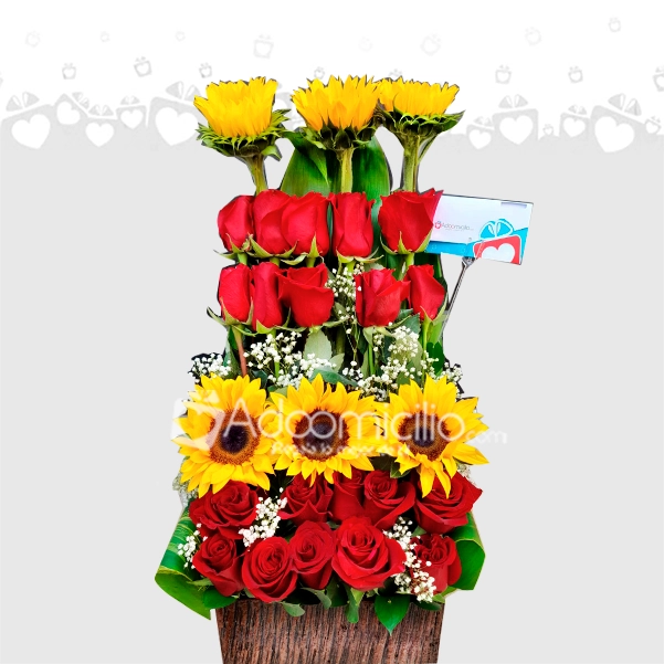 Arreglos Florales A Domicilio En Cali Fila De Rosas Y Girasoles