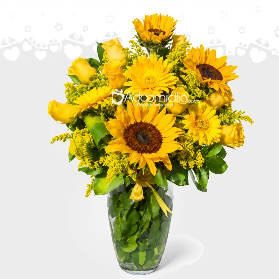 Florero Con Girasoles, Rosas Y Gerberas A Domicilio En Pereira Pedido Con Un Día De Anticipación