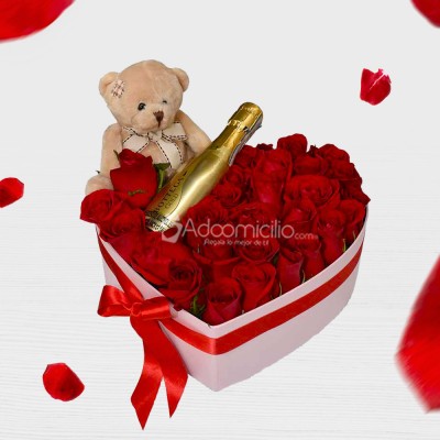 Rosas Con Peluche Y Champaña Para San Valentín A Domicilio En Medellín 