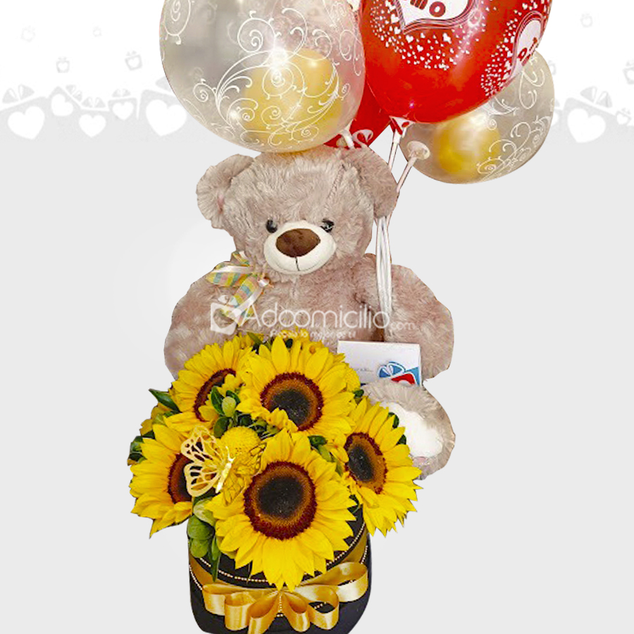 Regalo Con Peluche Y Girasoles Para Amor Y Amistad A Domicilio En Bogotá Pedido Con Un Día De Anticipación 