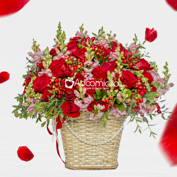 Canasta Floral Para Amor Y Amistad A Domicilio En Medellín 